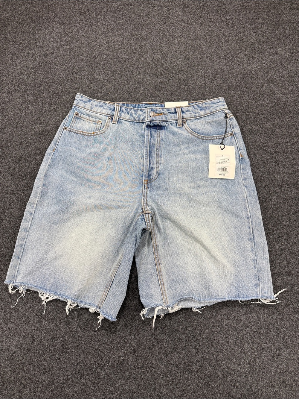 Target Light Wash Denim Bermuda Shorts with Distressed Hem